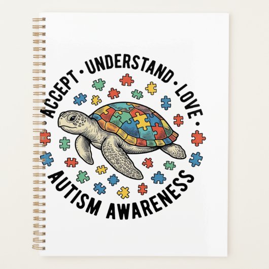 Autisme bewustzijn Schildpad Puzzel Vector Design_ Planner (Voorkant)