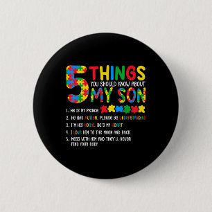 Autisme bewustzijn Shirt 5 dingen die je moet wete Ronde Button 5,7 Cm