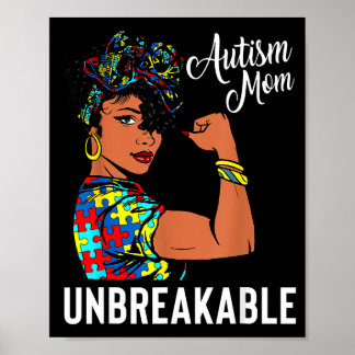 Autisme Bewustzijn Sterke Moeder Afro Moeder Zwart Poster