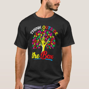 Autisme Bewustzijn Steun Denk Buiten De Kist Boom T-shirt