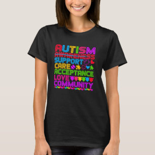 Autisme Bewustzijn Steun Zorg Acceptatie Gemeensch T-shirt