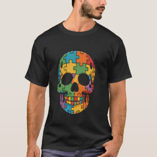 Autisme bewustzijn suiker schedel puzzel mannen vr t-shirt