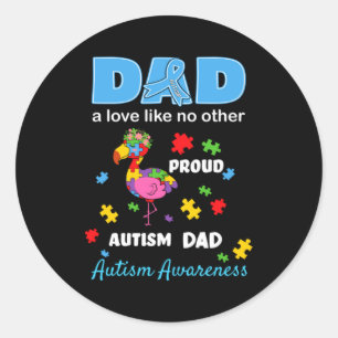 Autisme Bewustzijn Vader Liefde Trots Autisme Zoon Ronde Sticker