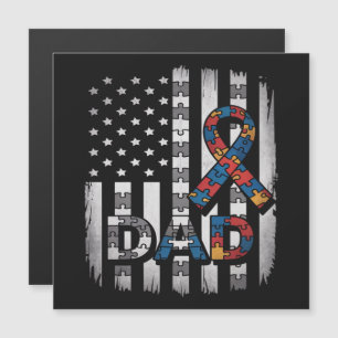 Autisme Bewustzijn Vader USA Vlag Vaderdag