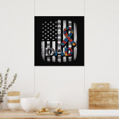 Autisme Bewustzijn Vader USA Vlag Vaderdag Poster (Keuken)