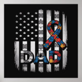 Autisme Bewustzijn Vader USA Vlag Vaderdag Poster (Voorkant)