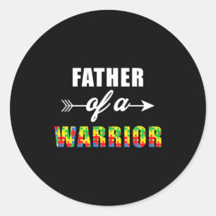 Autisme bewustzijn Vader van een Warrior Familly M Ronde Sticker