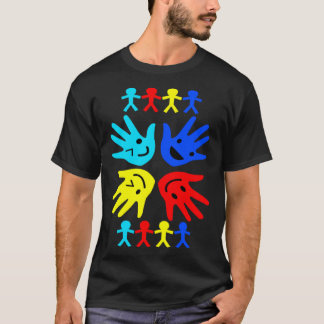 Autisme Bewustzijn Veelkleurige Handen Kinder Auti T-shirt