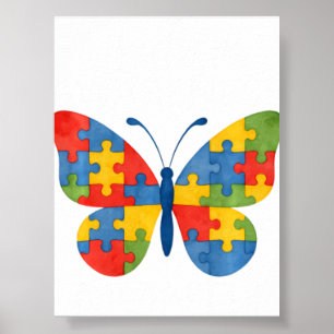 Autisme Bewustzijn Vlinder Puzzel Poster