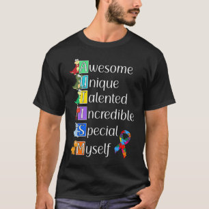 Autisme bewustzijn voor kinderen acroniem en dinos t-shirt