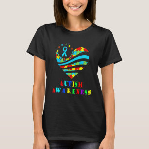 Autisme Bewustzijn Vrouwen Hart Steun Autistische T-shirt