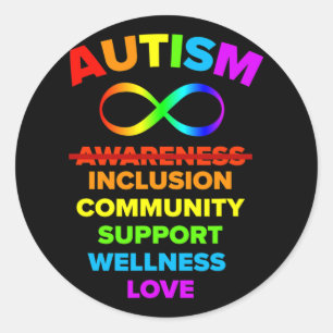 Autisme Bewustzijn We hebben echt inclusie Liefde Ronde Sticker
