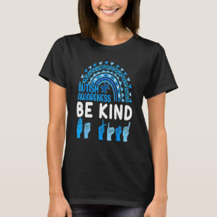 Autisme Bewustzijn Wees Aardig Hand Gebaar Autisti T-shirt