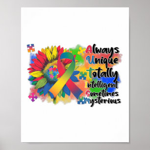 Autisme Bewustzijn Zonnebloem Shirt Autisme Altijd Poster