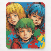 Autisme Bewustzijn - Zorg - Mousepad Muismat (Voorkant)