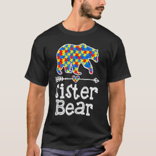 Autisme bewustzijn Zus Beer Steun Autistische Volw T-shirt