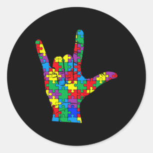 Autisme bewustzijnsdag Autistisch kind Asl Liefdes Ronde Sticker