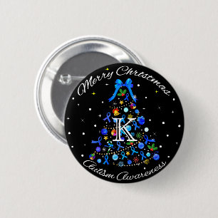 Autisme Blauwe Kerstboom Ronde Button 5,7 Cm