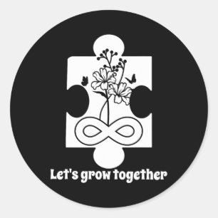 Autisme Bloemen Puzzel Stuk Speciaal Onderwijs Lee Ronde Sticker
