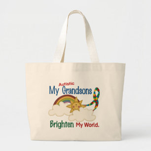 Autisme BRIGHTEN MY WORLD 1 Grandsons Grote Tote Bag