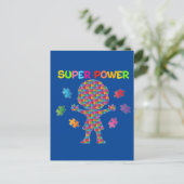 Autisme, carte postale Super Power (Debout devant)