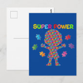 Autisme, carte postale Super Power (Devant / Derrière)