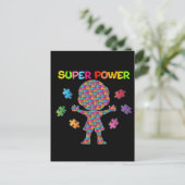 Autisme, carte postale Super Power (Debout devant)