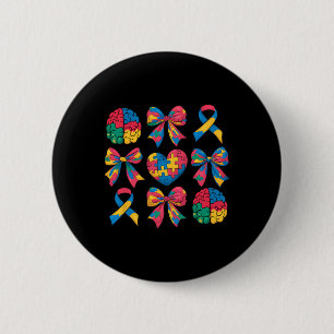 Autisme Coquette Lint Boog Hart Puzzel Autisme Awa Ronde Button 5,7 Cm