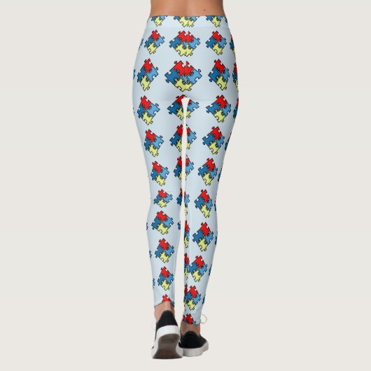 Autisme Courir Leggings Puzzle Blue Pants Guerrier (Dos)