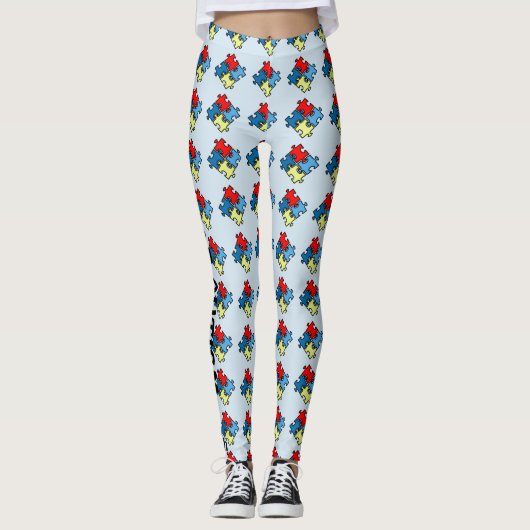 Autisme Courir Leggings Puzzle Blue Pants Guerrier (Devant)
