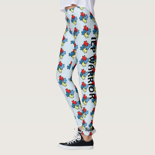 Autisme Courir Leggings Puzzle Blue Pants Guerrier (Gauche)