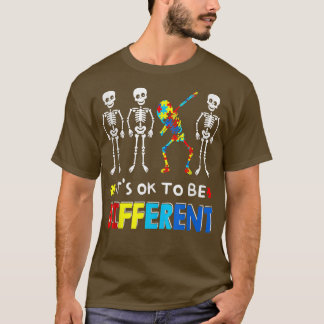 Autisme Dabbing Skeleton Het is oké om Di T-shirt