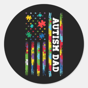 Autisme Dad Awareness American Flag USA Puzzle for Ronde Sticker