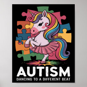 Autisme dansen op verschillende beat unicorn autis poster