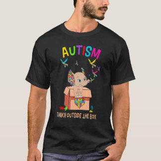 Autisme Denk Buiten De Kist Schattige Olifant Auti T-shirt