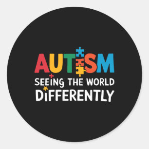 Autisme die de wereld anders zien autisme auwarene ronde sticker