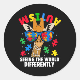 Autisme die de wereld op een andere manier op de h ronde sticker
