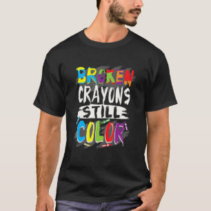 Autisme Docent Gebroken Krijtjes Kleur Autisme Bew T-shirt