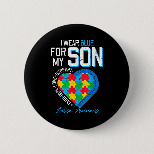 Autisme draag blauw voor zoon bewustzijn vader moe ronde button 5,7 cm