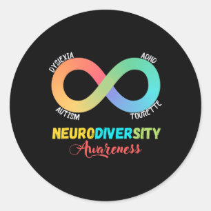 Autisme Dyslexie Tourette Neurodiversiteit Bewustz Ronde Sticker