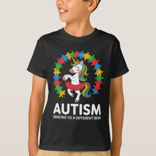 Autisme eenhoorn dansen verschillende beat bewustz t-shirt