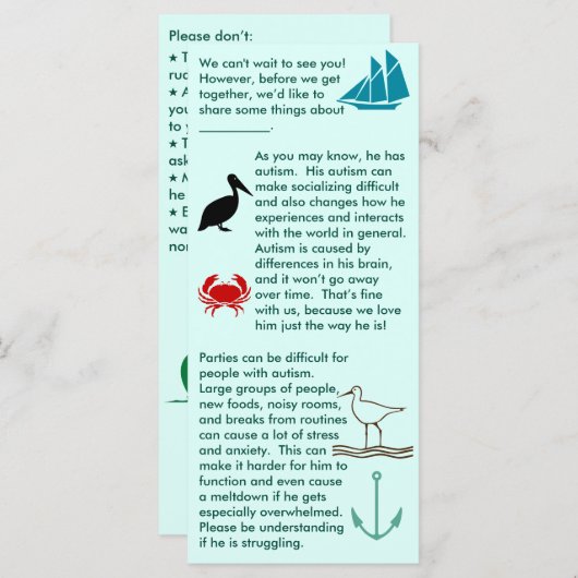 Autisme Ensemble Carte Plat Garçon (Devant / Derrière)