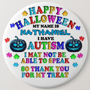 Autisme gepersonaliseerde Halloween Trick or treat Ronde Button 6,0 Cm