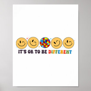 Autisme glimlach gezicht Het is OK om anders grapp Poster