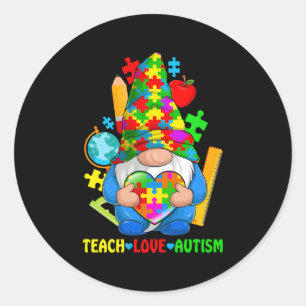 Autisme Gnomen Autisme Awareness Maand Autisme Ler Ronde Sticker