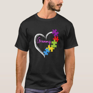 Autisme Grammy Moederdag Hart Autisme Bewustzijn W T-shirt