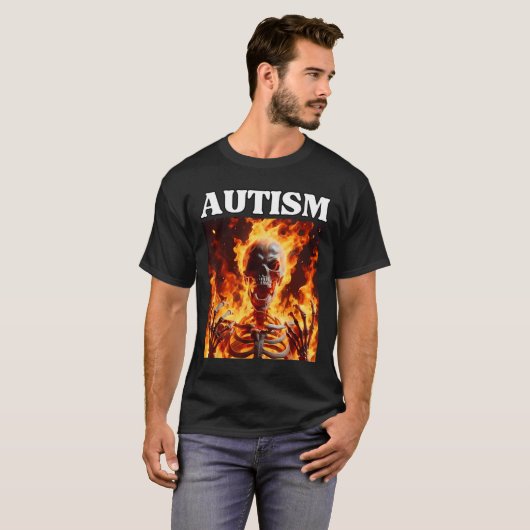 Autisme Grappig Cringe Edgy Hard Skeleton Meme Fla T-shirt (Voorkant volledig)
