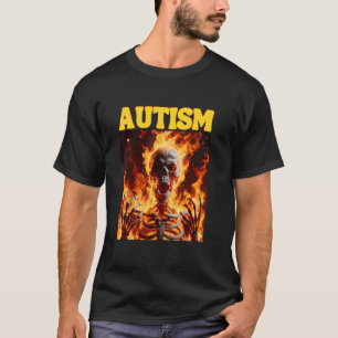 Autisme Grappig Cringe Hard Skelet Meme Flames T-shirt