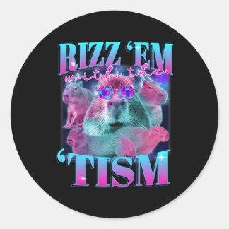Autisme Grappig Rizz Em met de TISM Capybyra Meme  Ronde Sticker