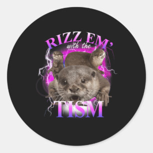 Autisme Grappig Rizz EM met de Tism Meme Autistic  Ronde Sticker